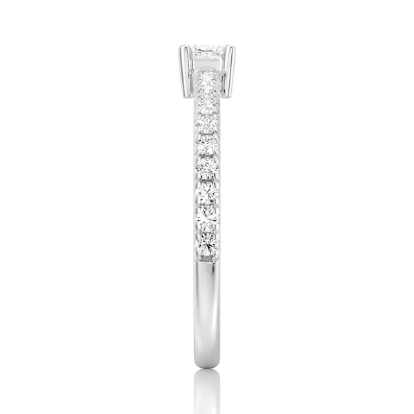 Princess Cut Lab Grown Diamond Promise Ring with Half Eternity Band