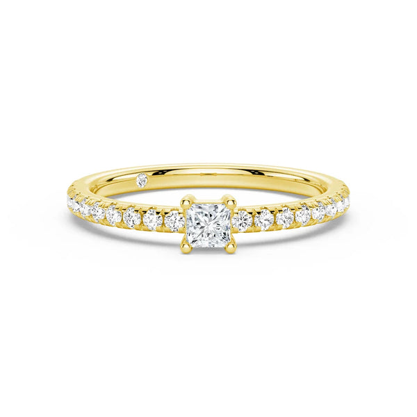 Princess Cut Lab Grown Diamond Promise Ring with Half Eternity Band