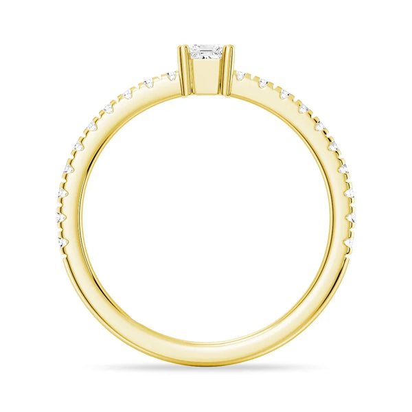 Princess Cut Lab Grown Diamond Promise Ring with Half Eternity Band