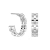 Watch Strap Motif Textured Link Hoop Earrings