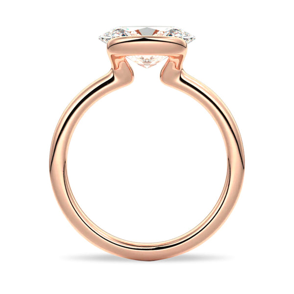 Half Bezel Oval Shaped Moissanite Engagement Ring