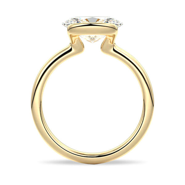 Half Bezel Oval Shaped Moissanite Engagement Ring