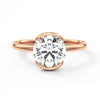Half Bezel Moissanite Round Cut Engagement Ring