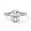 Half Bezel Moissanite Round Cut Engagement Ring