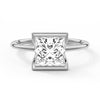 Half Bezel Moissanite Princess Cut Engagement Ring