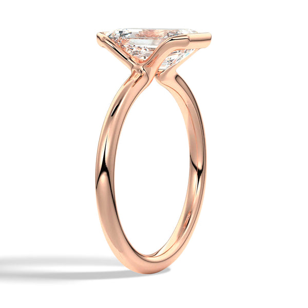 Half Bezel Moissanite Emerald Cut Engagement Ring