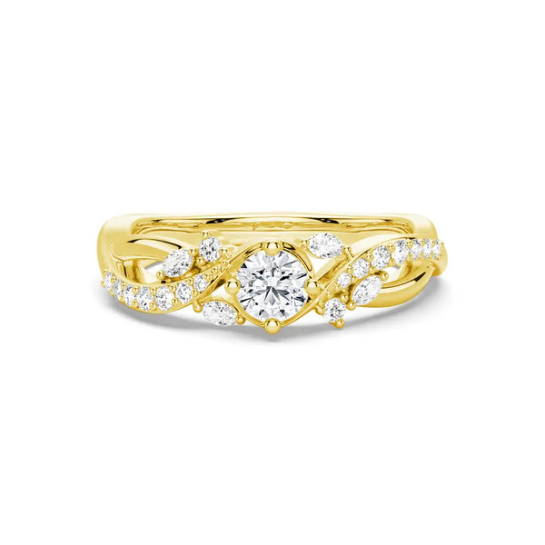 Intertwined Leaf Motif Lab Grown Diamond Twisted Promise Ring