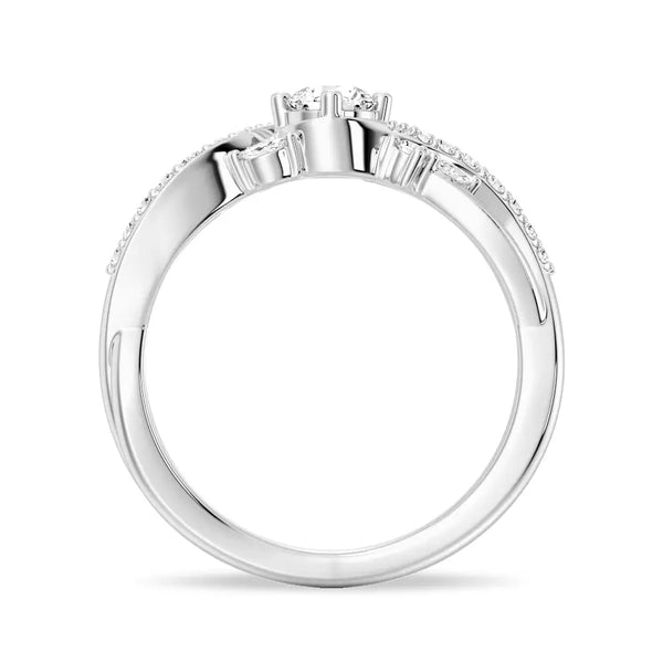 Intertwined Leaf Motif Lab Grown Diamond Twisted Promise Ring