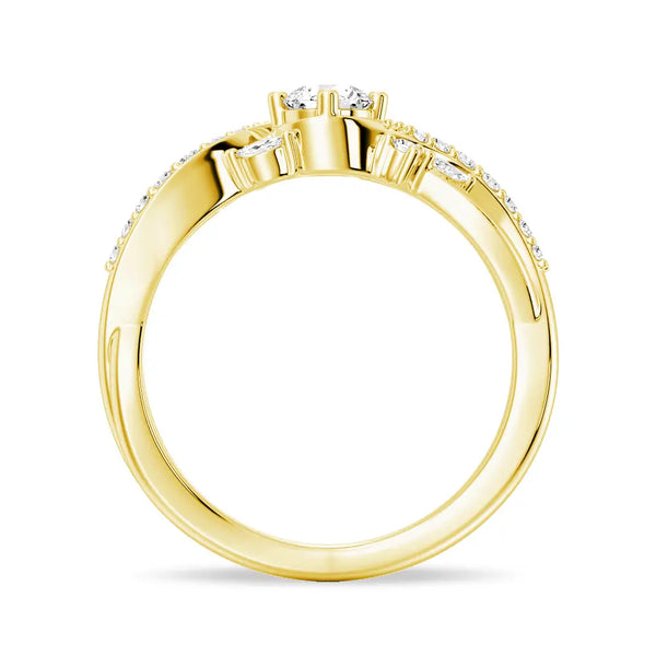 Intertwined Leaf Motif Lab Grown Diamond Twisted Promise Ring