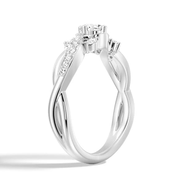 Intertwined Leaf Motif Lab Grown Diamond Twisted Promise Ring