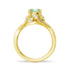 Twisted Halo Mint-Green Sapphire Ring with Milgrain Accents