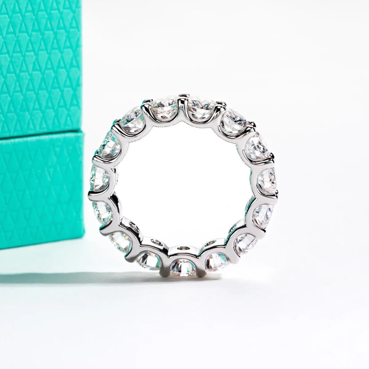 Zeevera.com 4.5mm D Color Moissanites Eternity Band Ring