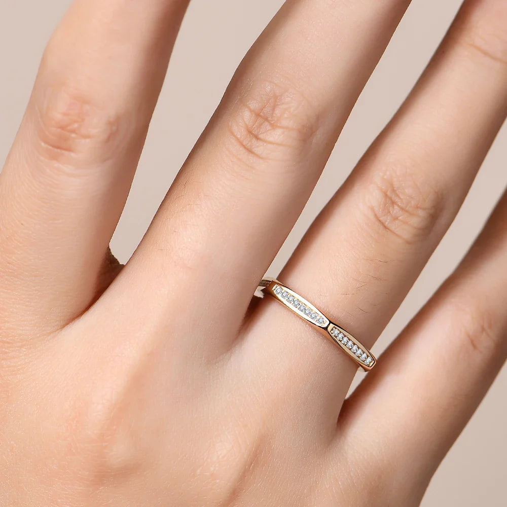 VVS1 D Color Nut Moissanite Wedding Band – 925 Sterling Silver.