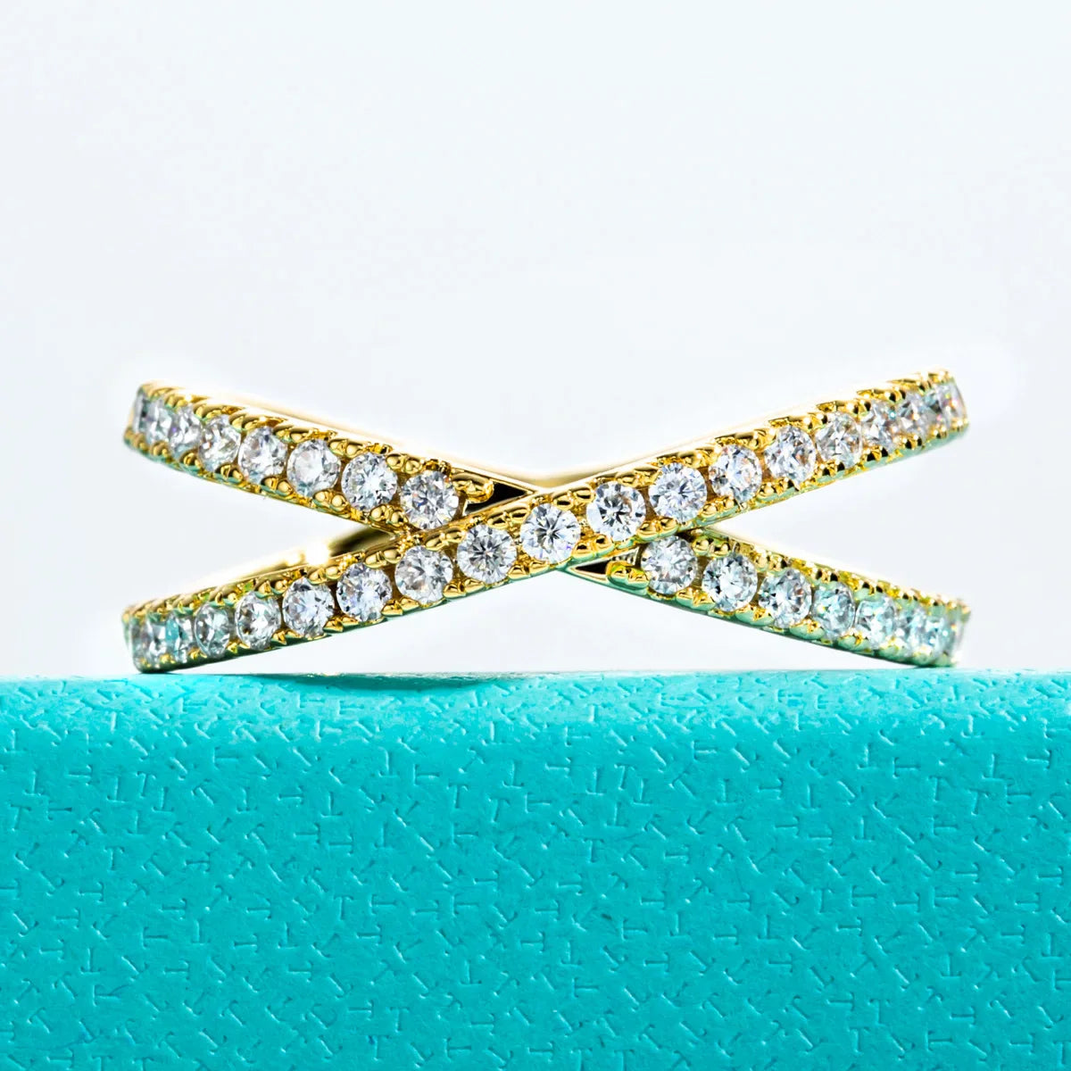 1.5mm D Color Moissanite X Crossover Wedding Bands