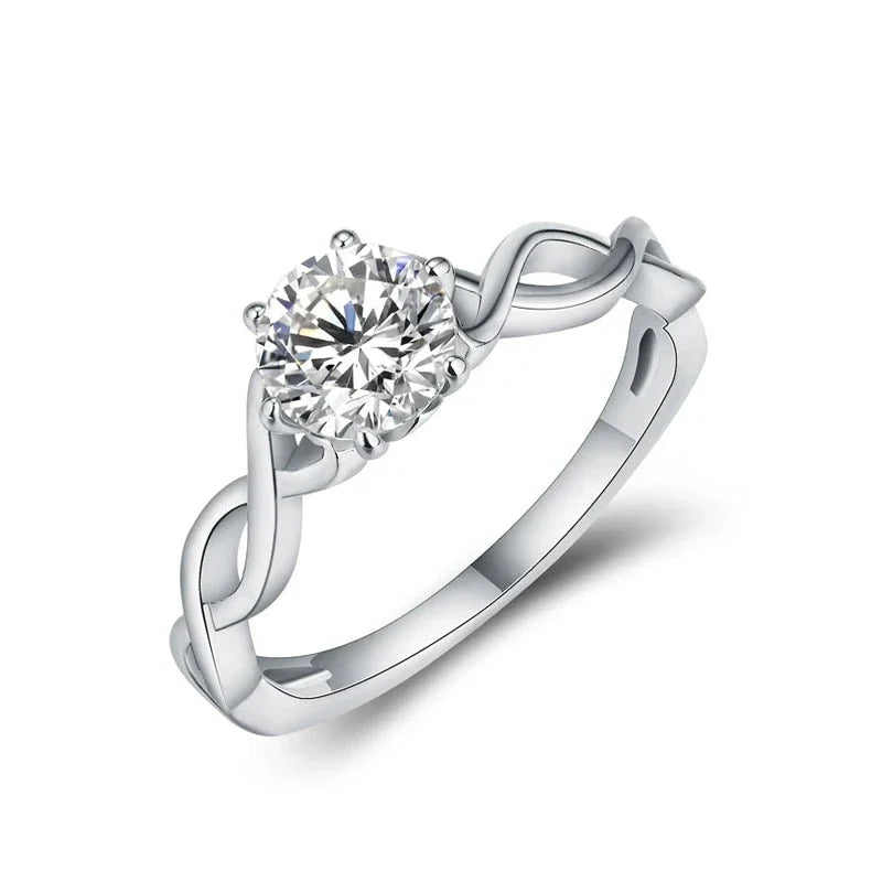 VVS1 D Color 1CT Round Cut Moissanite Promise Ring.