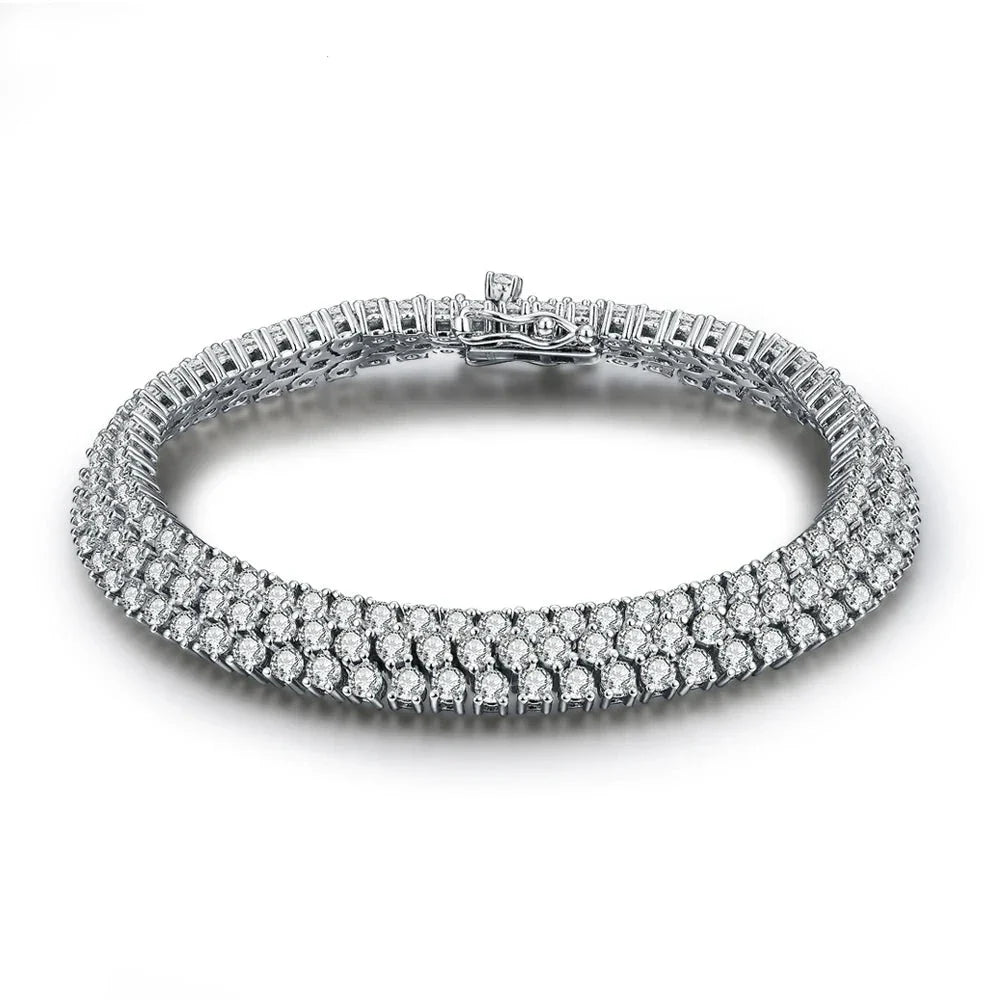 VVS1 D Color Round Cut 2.5mm Multistone Moissanite Bracelet.