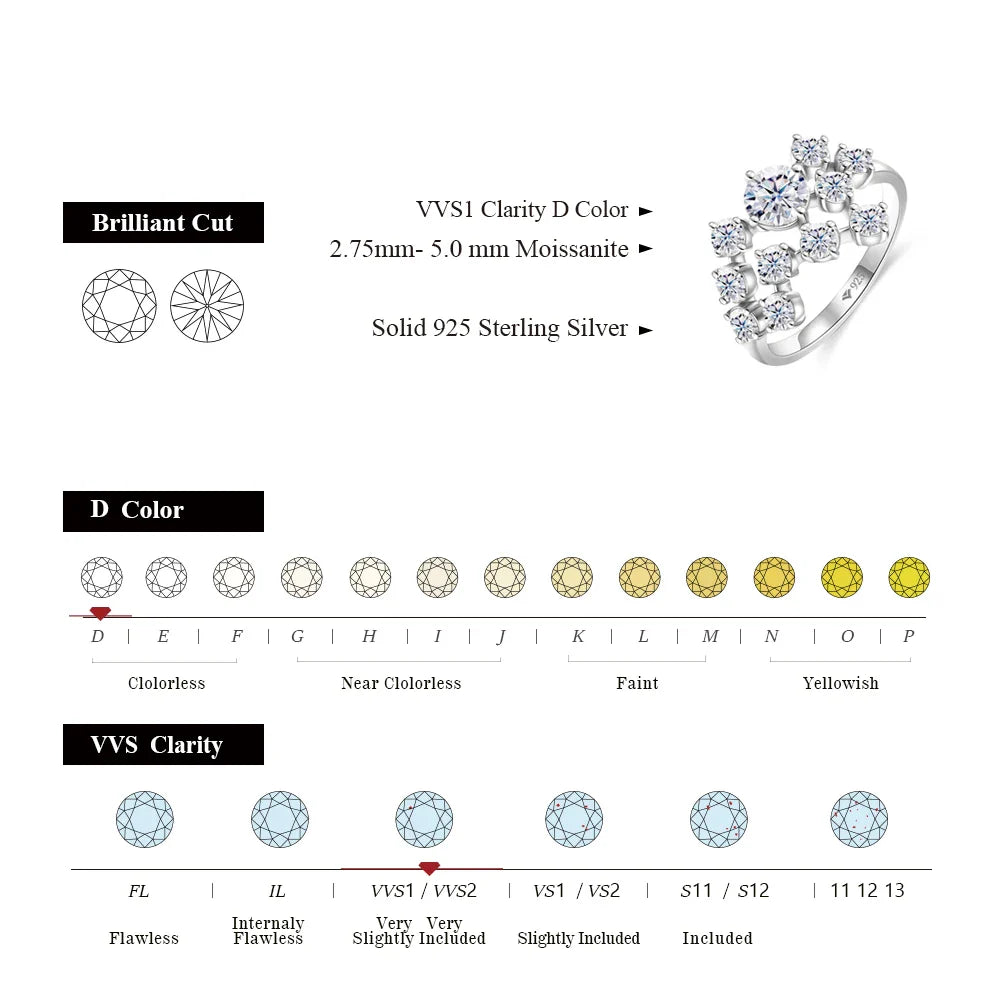 1CT Multi-stone Brilliant Cut Moissanite Promise Ring.
