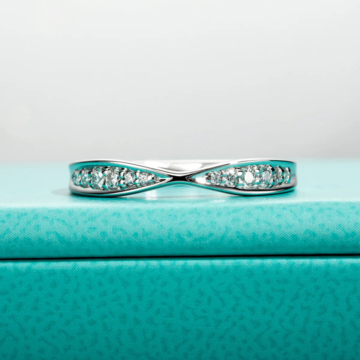 Zeevera.com Bow Tie D Color Moissanite Wedding Band Rings