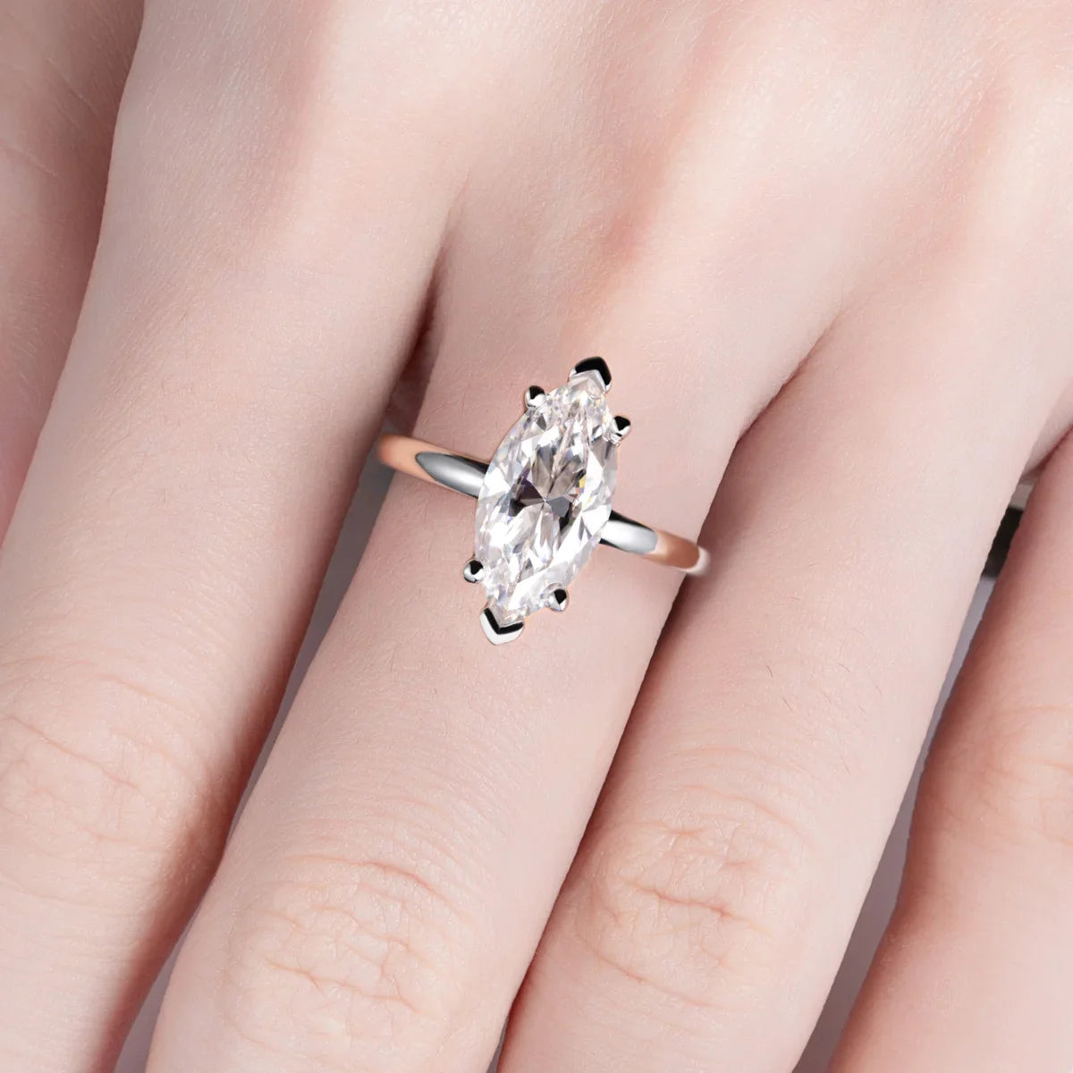 3 CT D Color Marquise Cut Moissanite Engagement Wedding.