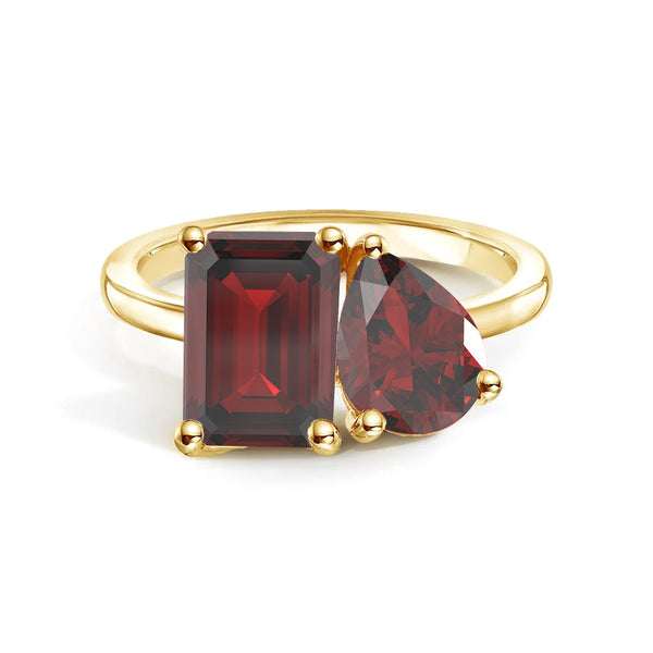 Toi et Moi Personalized Garnet Birthstone Anniversary Ring