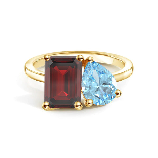 Toi et Moi Personalized Garnet Birthstone Anniversary Ring