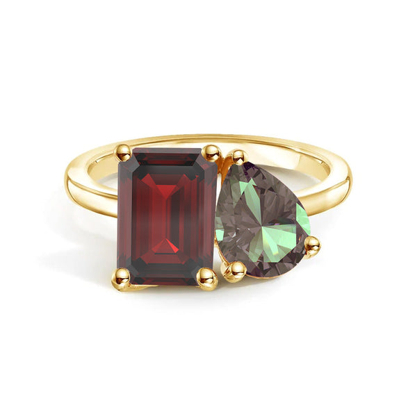 Toi et Moi Personalized Garnet Birthstone Anniversary Ring