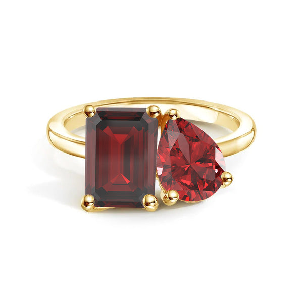 Toi et Moi Personalized Garnet Birthstone Anniversary Ring
