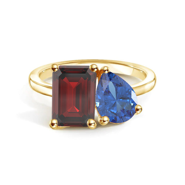 Toi et Moi Personalized Garnet Birthstone Anniversary Ring