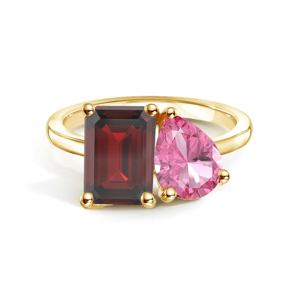 Toi et Moi Personalized Garnet Birthstone Anniversary Ring