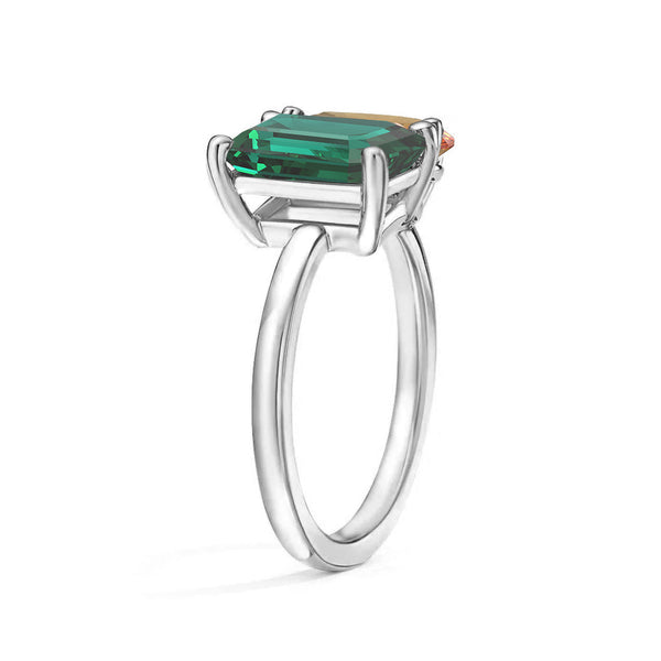 Toi et Moi Personalized Emerald Birthstone Anniversary Ring