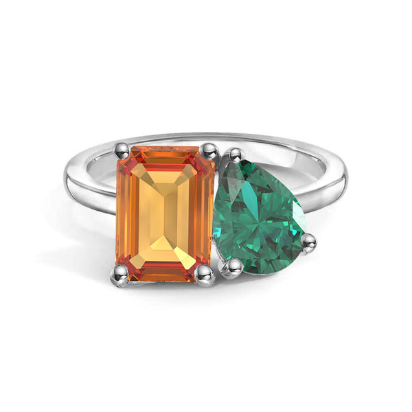 Toi et Moi Personalized Citrine Birthstone Anniversary Ring
