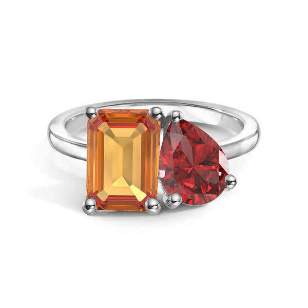 Toi et Moi Personalized Citrine Birthstone Anniversary Ring