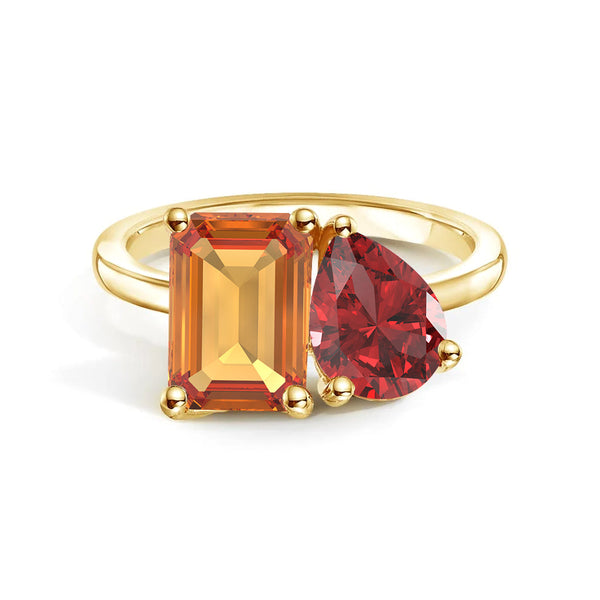 Toi et Moi Personalized Citrine Birthstone Anniversary Ring