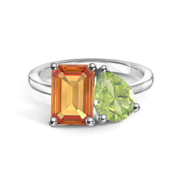Toi et Moi Personalized Citrine Birthstone Anniversary Ring