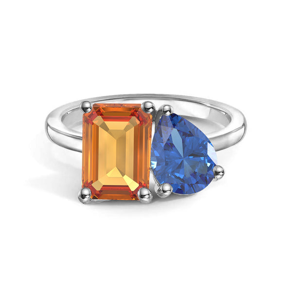 Toi et Moi Personalized Citrine Birthstone Anniversary Ring