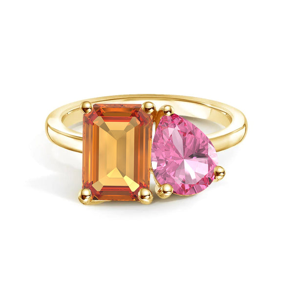 Toi et Moi Personalized Citrine Birthstone Anniversary Ring