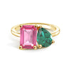 Toi et Moi Personalized Pink Tourmaline Birthstone Anniversary Ring