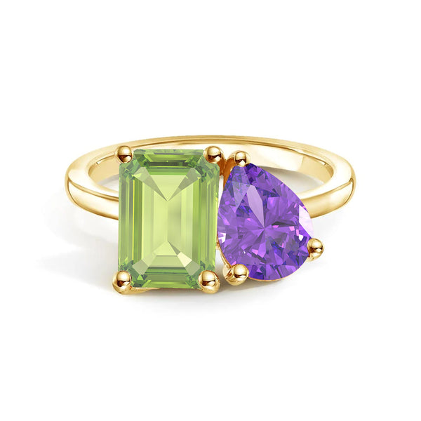 Toi et Moi Personalized Peridot Birthstone Anniversary Ring