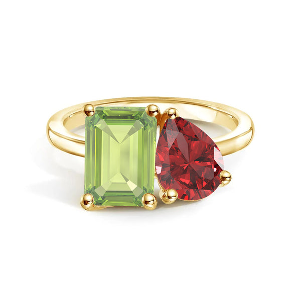 Toi et Moi Personalized Peridot Birthstone Anniversary Ring