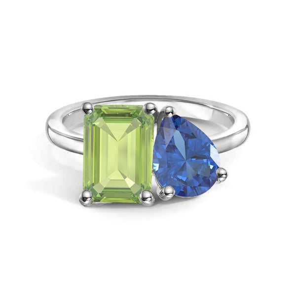 Toi et Moi Personalized Peridot Birthstone Anniversary Ring