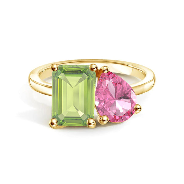 Toi et Moi Personalized Peridot Birthstone Anniversary Ring