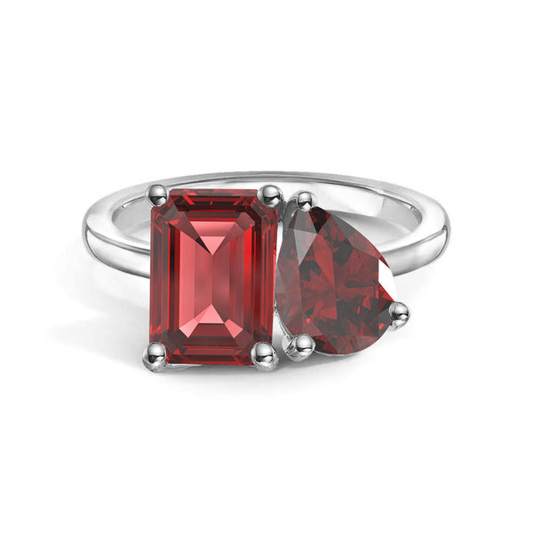 Toi et Moi Personalized Ruby Birthstone Anniversary Ring