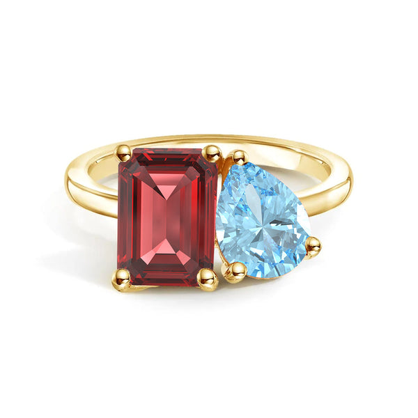Toi et Moi Personalized Ruby Birthstone Anniversary Ring