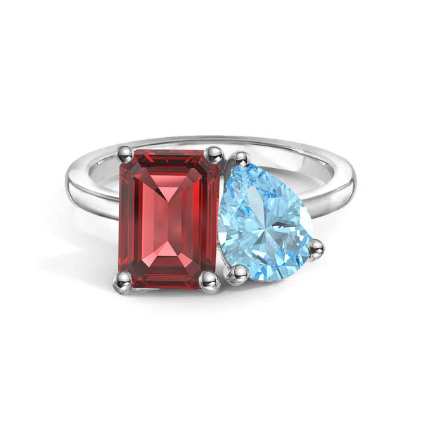 Toi et Moi Personalized Ruby Birthstone Anniversary Ring