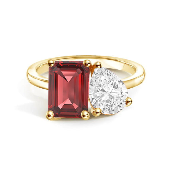 Toi et Moi Personalized Ruby Birthstone Anniversary Ring