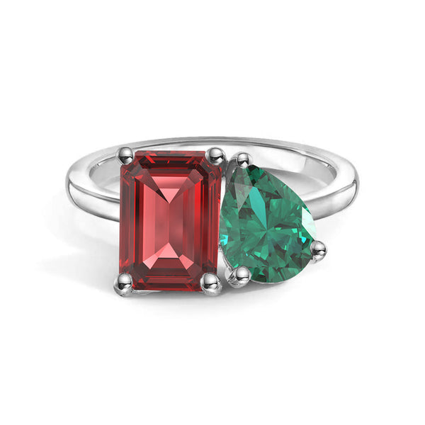 Toi et Moi Personalized Ruby Birthstone Anniversary Ring