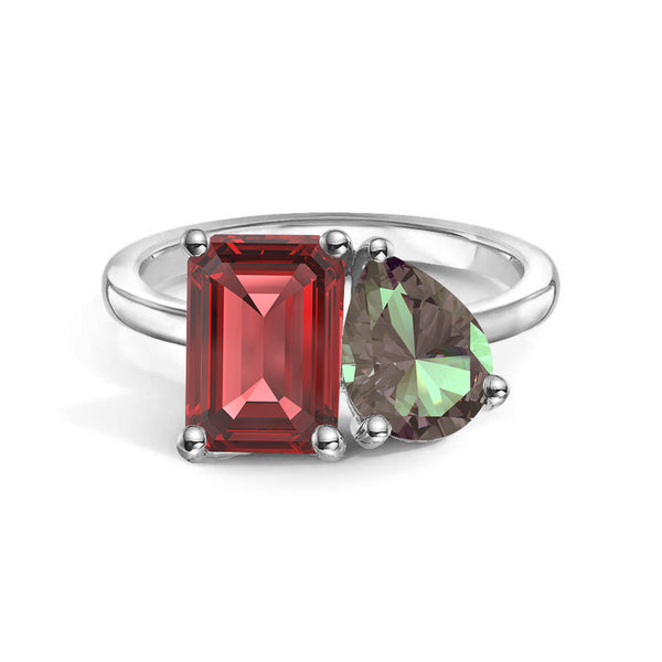 Toi et Moi Personalized Ruby Birthstone Anniversary Ring