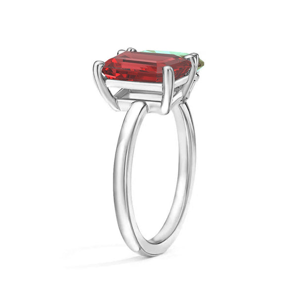 Toi et Moi Personalized Ruby Birthstone Anniversary Ring