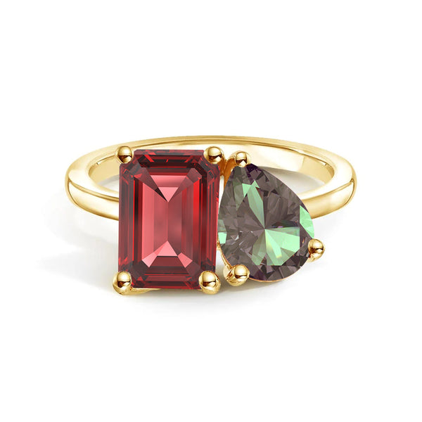 Toi et Moi Personalized Ruby Birthstone Anniversary Ring