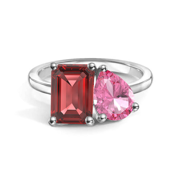 Toi et Moi Personalized Ruby Birthstone Anniversary Ring